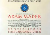 Silber C Urkunde 1965 :: Adam Mader, mit Ka8 erflogen